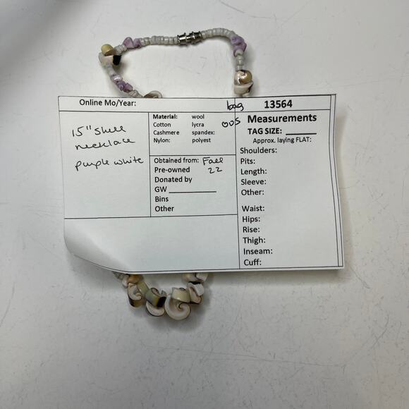 tropical shell necklace beaded light violet off white puca puka faux or real - Picture 12 of 12